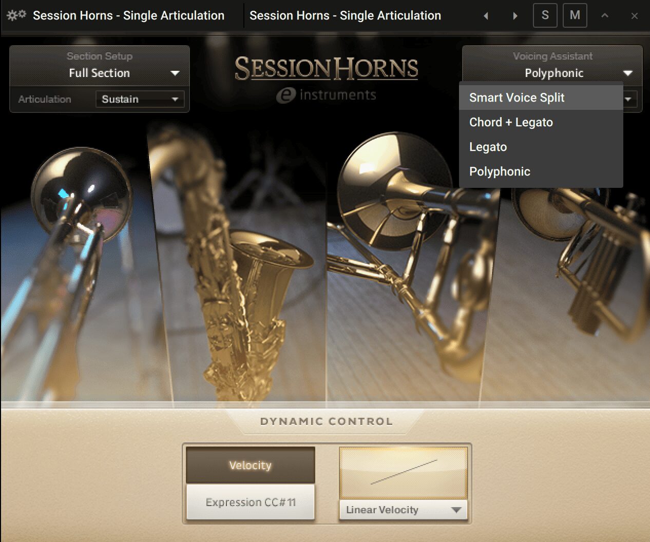 SESSION HORNSのVoicing Assistant設定画面