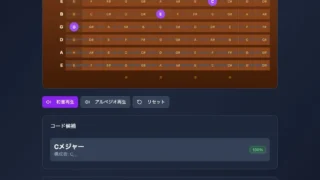 ChordMakerでC、E、Gを選びCメジャーを逆引きした画面